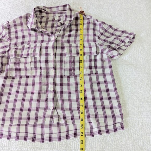 BP Drop Shoulder Purple Plaid Top - Size Small - Picture 8 of 8